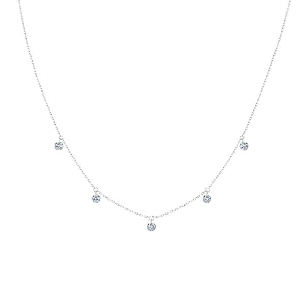 Collier La Brune et La Blonde 360° en or blanc et 5 diamants 0,07 carat