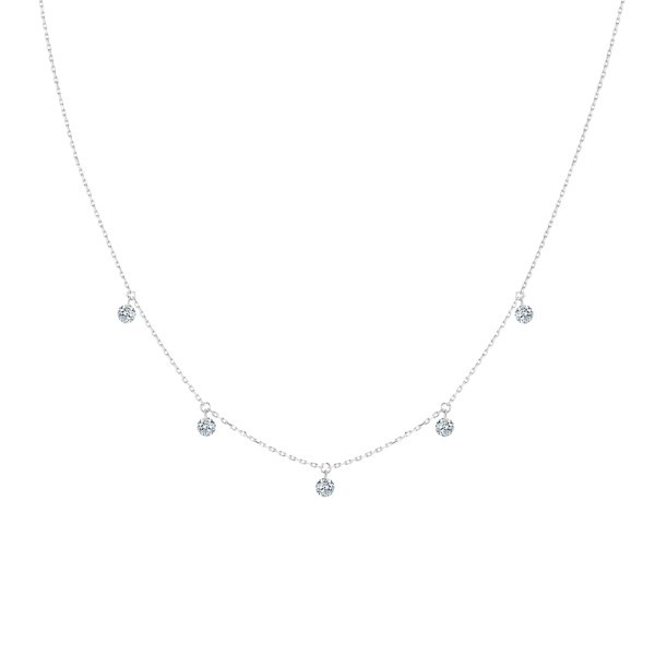 Collier La Brune et La Blonde 360° en or blanc et 5 diamants 0,07 carat