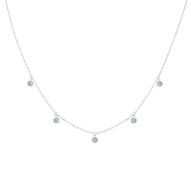 Collier La Brune et La Blonde 360° en or blanc et 5 diamants 0,07 carat