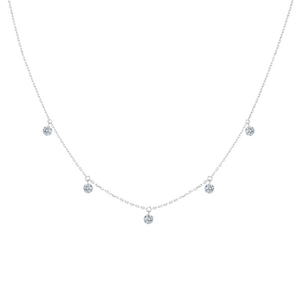 Collier La Brune et La Blonde 360° en or blanc et 5 diamants 0,07 carat