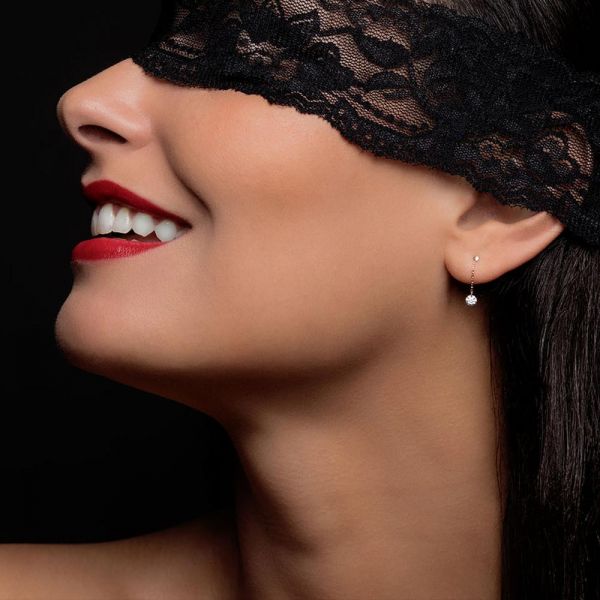 Mini pendants d'oreilles La Brune et La Blonde 360° en or rose 2 diamants 0,10 carat