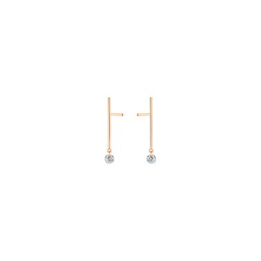 Mini pendants d'Oreilles La Brune et La Blonde Majorette en or rose 2 diamants 0,07 carat