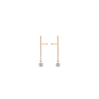 Mini pendants d'Oreilles La Brune et La Blonde Majorette en or rose 2 diamants 0,07 carat
