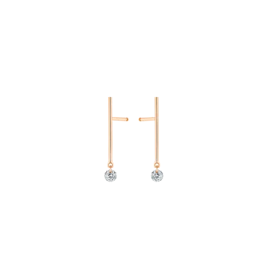 Mini pendants d'Oreilles La Brune et La Blonde Majorette en or rose 2 diamants 0,07 carat