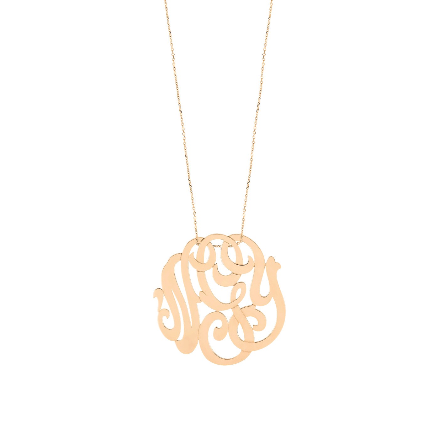 Monogram medium rose gold necklace model Ginette NY necklace Lepage