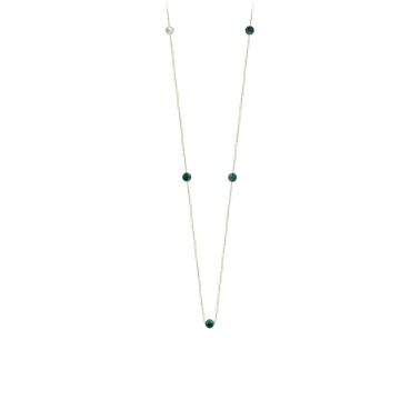 Collier Claverin Hope Five en or jaune perle blanche et perles de malachite