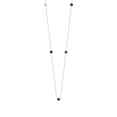 Collier Claverin Hope Five en or jaune perle blanche et perles de malachite