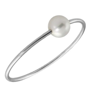 Bague Claverin Simply Mini en or blanc et perle blanche