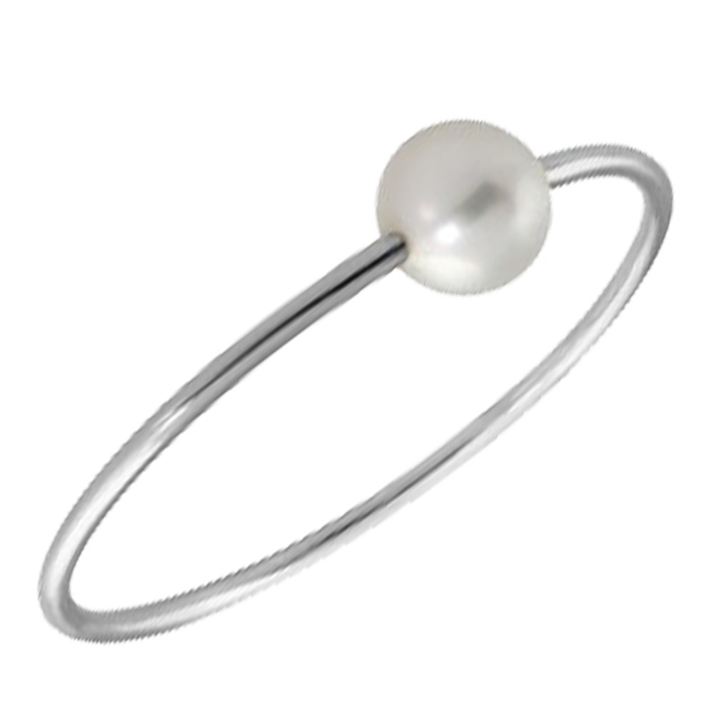 Bague Claverin Simply Mini en or blanc et perle blanche