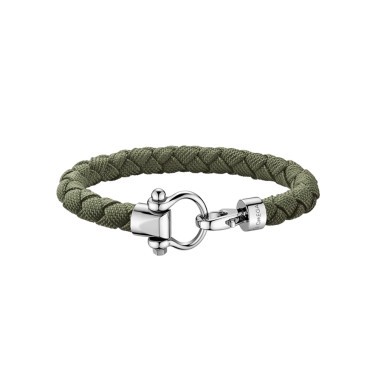Bracelet Omega Sailing en acier inoxydable et nylon tressé kaki