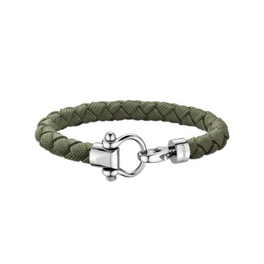 Bracelet Omega Sailing en acier inoxydable et nylon tressé kaki