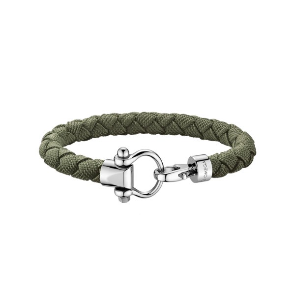 Bracelet Omega Sailing en acier inoxydable et nylon tressé kaki