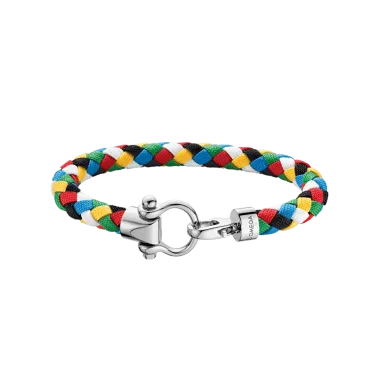 Bracelet Omega Sailing en acier inoxydable et nylon tressé multicolore