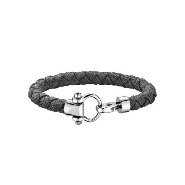 Bracelet Omega Sailing en acier inoxydable et nylon tressé gris