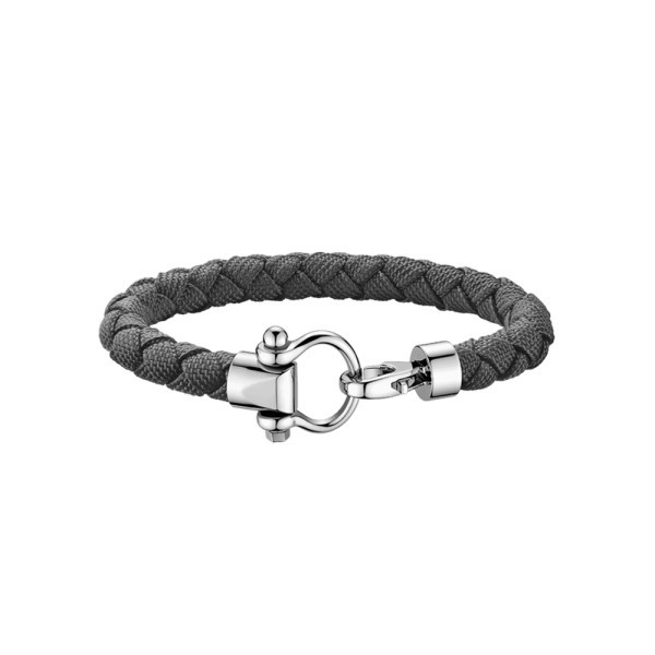 Bracelet Omega Sailing en acier inoxydable et nylon tressé gris