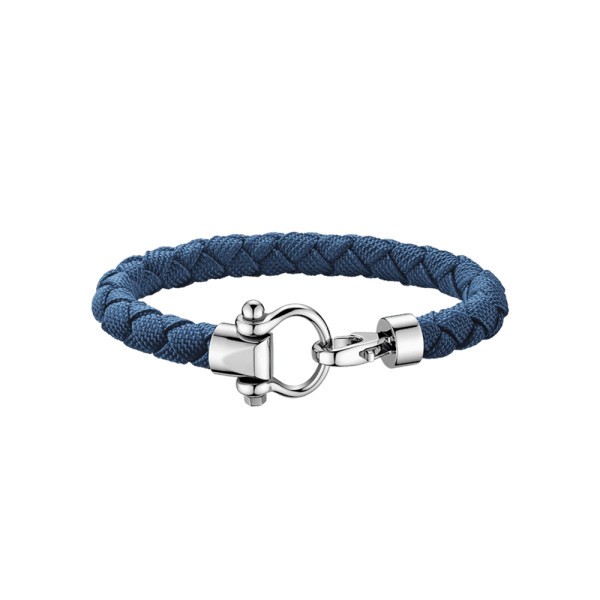 Bracelet Omega Sailing en acier inoxydable et nylon tressé bleu