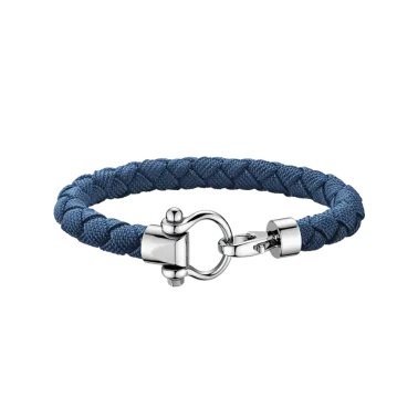 Bracelet Omega Sailing en acier inoxydable et nylon tressé bleu