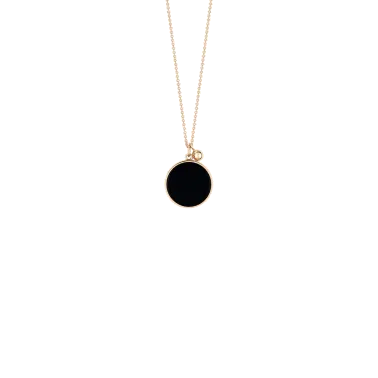 Collier Ginette NY Ever Disc en or rose et onyx - Soldat_PL