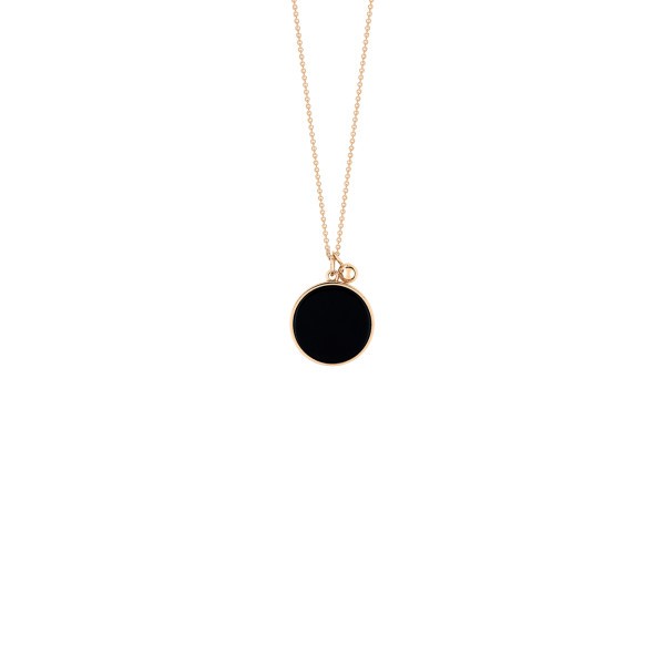 Collier Ginette NY Ever Disc en or rose et onyx - Soldat_PL