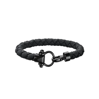 Bracelet Omega Sailing en acier inoxydable avec revêtement DLC et nylon tressé noir