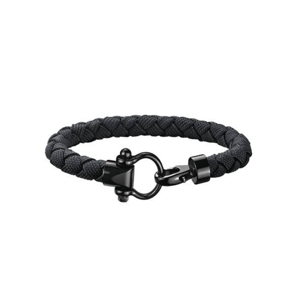 Bracelet Omega Sailing en acier inoxydable avec revêtement DLC et nylon tressé noir