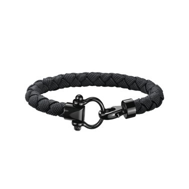 Bracelet Omega Sailing en acier inoxydable avec revêtement DLC et nylon tressé noir