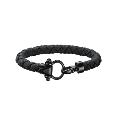 Bracelet Omega Sailing en acier inoxydable avec revêtement DLC et nylon tressé noir