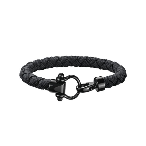 Bracelet Omega Sailing en acier inoxydable avec revêtement DLC et nylon tressé noir