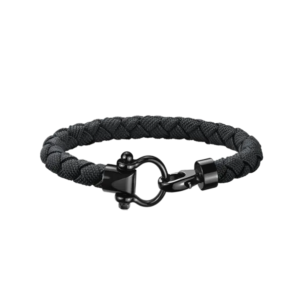 Bracelet Omega Sailing en acier inoxydable avec revêtement DLC et nylon tressé noir