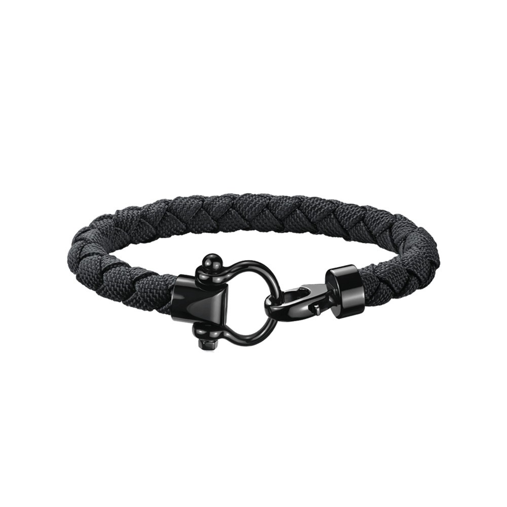 Bracelet Omega Sailing en acier inoxydable avec revêtement DLC et nylon tressé noir