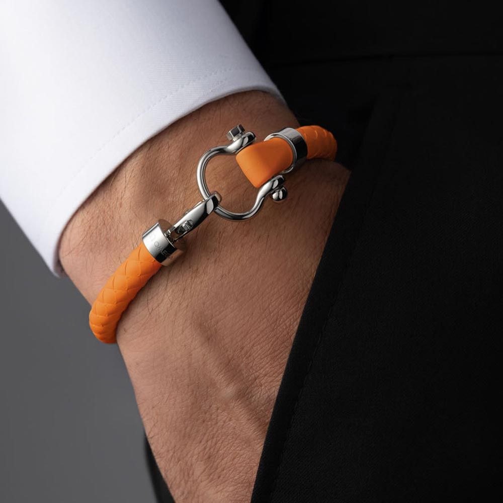 Bracelet Omega Sailing en acier inoxydable et caoutchouc orange