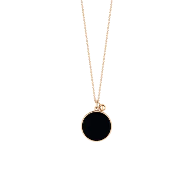 Collier Ginette NY Ever Disc en or rose et onyx - Soldat
