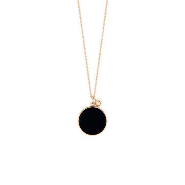 Collier Ginette NY Ever Disc en or rose et onyx
