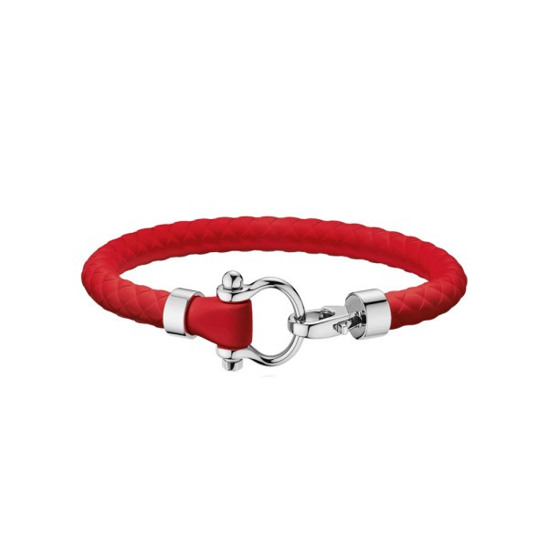 Bracelet Omega Sailing en acier inoxydable et caoutchouc rouge