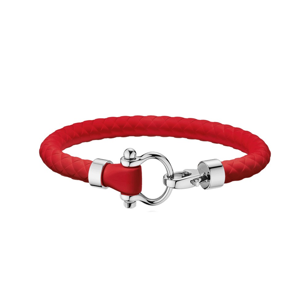 Bracelet Omega Sailing en acier inoxydable et caoutchouc rouge