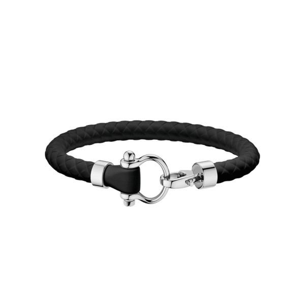 Bracelet Omega Sailing en acier inoxydable et caoutchouc noir
