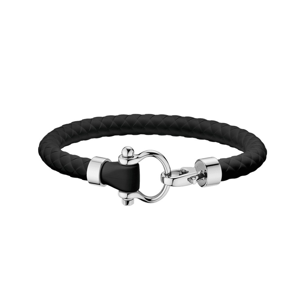 Bracelet Omega Sailing en acier inoxydable et caoutchouc noir