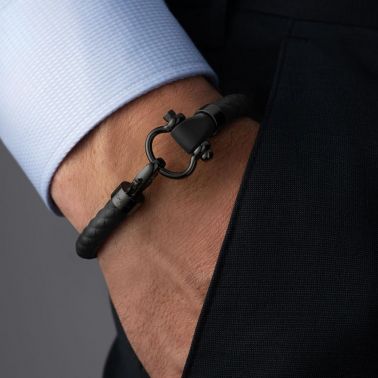Bracelet Omega Sailing en acier inoxydable avec revêtement DLC et caoutchouc noir