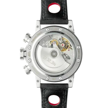 Montre BRM V12 automatique inox cadran noir aiguilles rouges bracelet caoutchouc noir 44 mm