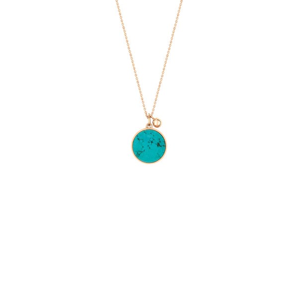 Collier Ginette NY Ever Disc en or rose et turquoise - Soldat_PL