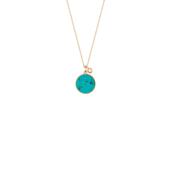 Collier Ginette NY Ever Disc en or rose et turquoise
