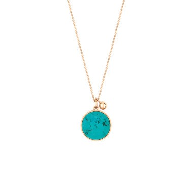 Collier Ginette NY Ever Disc en or rose et turquoise - Soldat