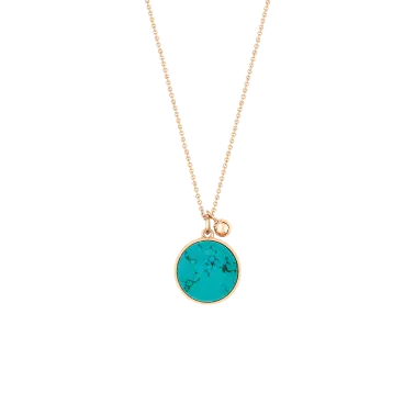 Collier Ginette NY Ever Disc en or rose et turquoise - Soldat