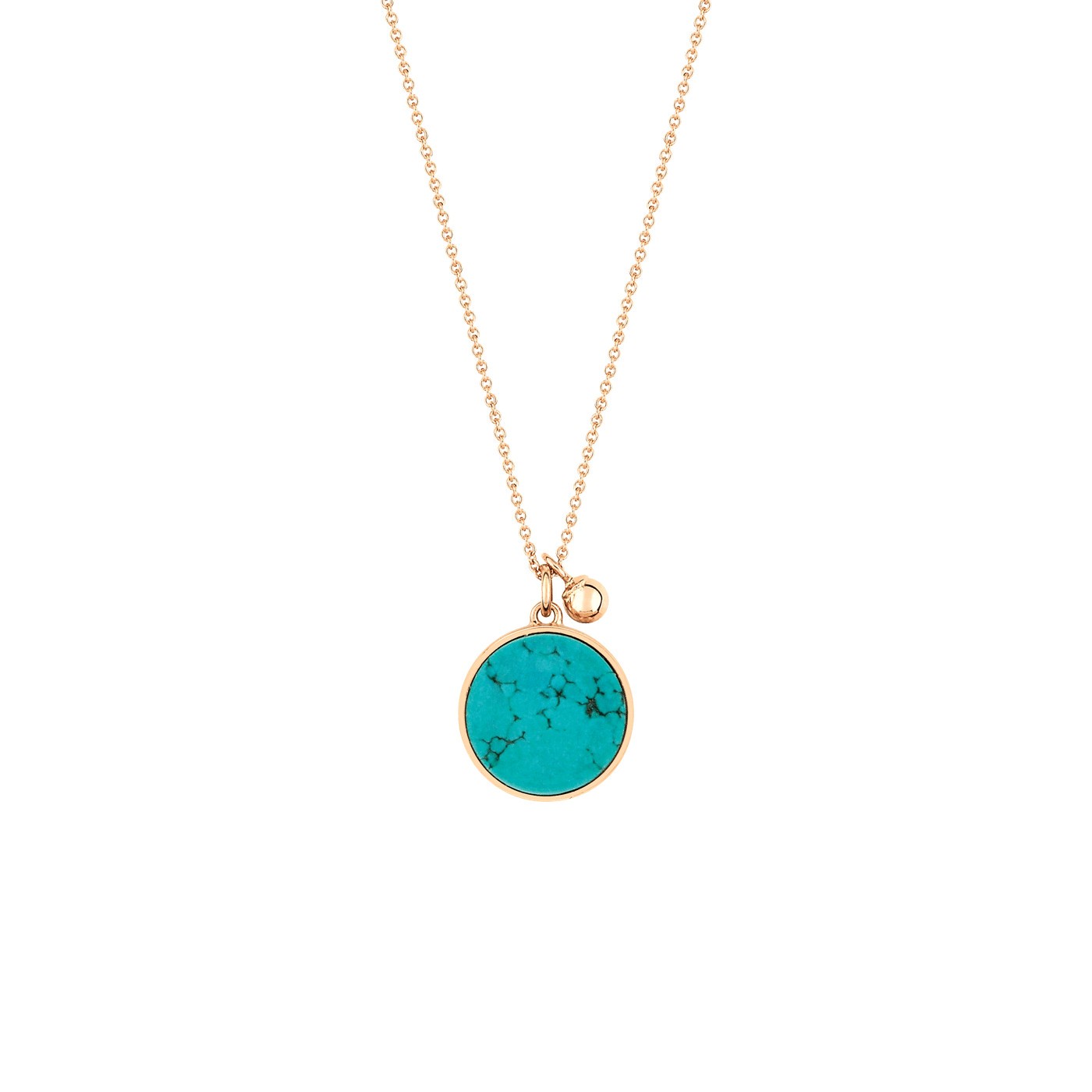 Collier Ginette NY Ever Disc en or rose et turquoise - Soldat