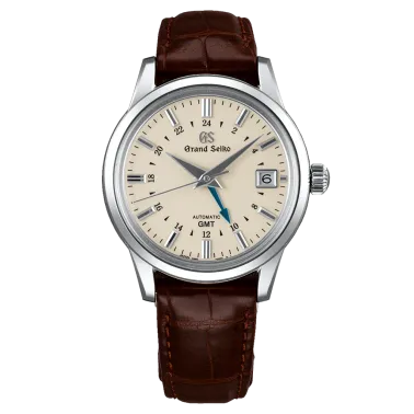 Montre Grand Seiko Elegance automatique GMT cadran ivoire bracelet cuir crocodile brun 39,5 mm SBGM221G