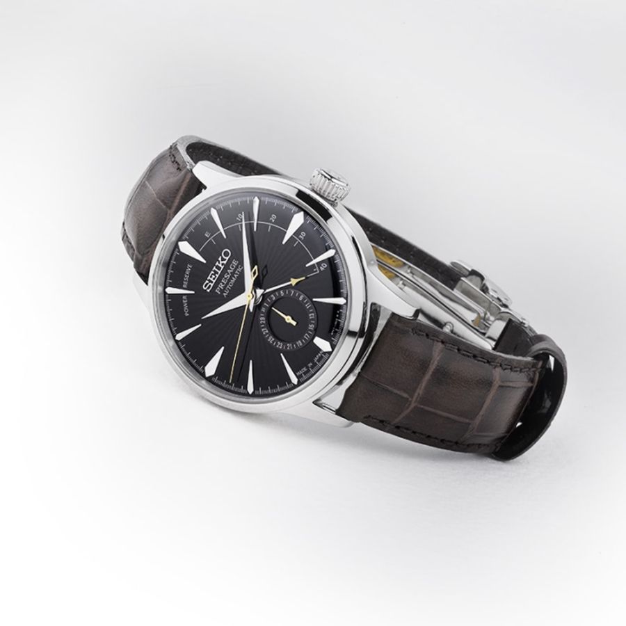 Montre Seiko Presage automatique cadran marron bracelet cuir marron 40,5 mm