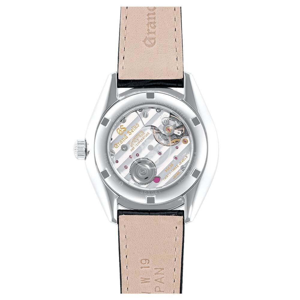 Montre Grand Seiko Elegance mécanique cadran argenté bracelet cuir noir 39 mm SBGK007G