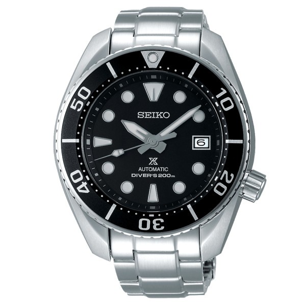 Montre Seiko Prospex Diver's automatique cadran noir bracelet acier 45 mm