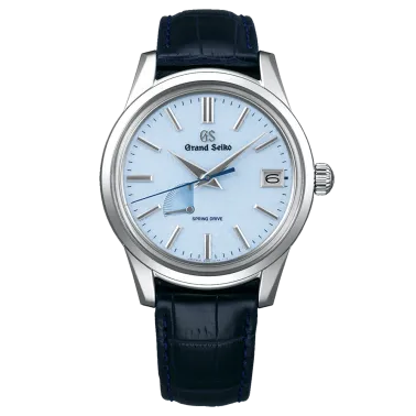 Montre Grand Seiko Elegance Spring Drive cadran bleu bracelet cuir noir 40,2 mm SBGA407G