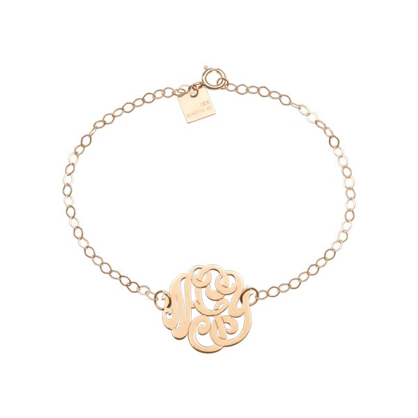 Bracelet Ginette NY Baby Monogram en or rose - Soldat_PL